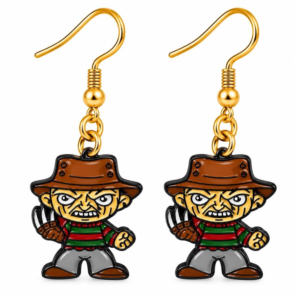 Freddy Krueger Nightmare on Elm Street Halloween Horror Dangle Earrings NWOT